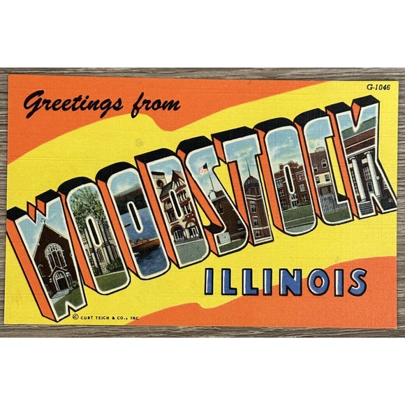 Other - Greetings from Woodstock, Illinois LARGE LETTER Vintage postcard